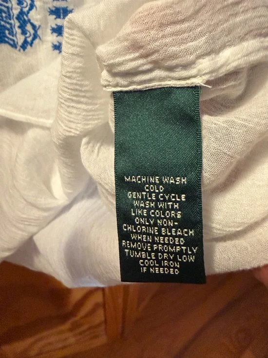 Ralph Lauren White Sleeveless Tank Top with Blue Embroidery Size XL - Picture 5 of 5